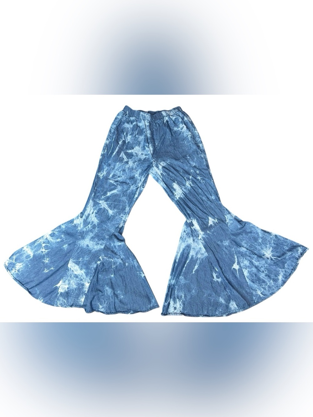 Savanna Jane Festival Boho Super Flare Tie Dye Denim Stretch Waistband Pants MED